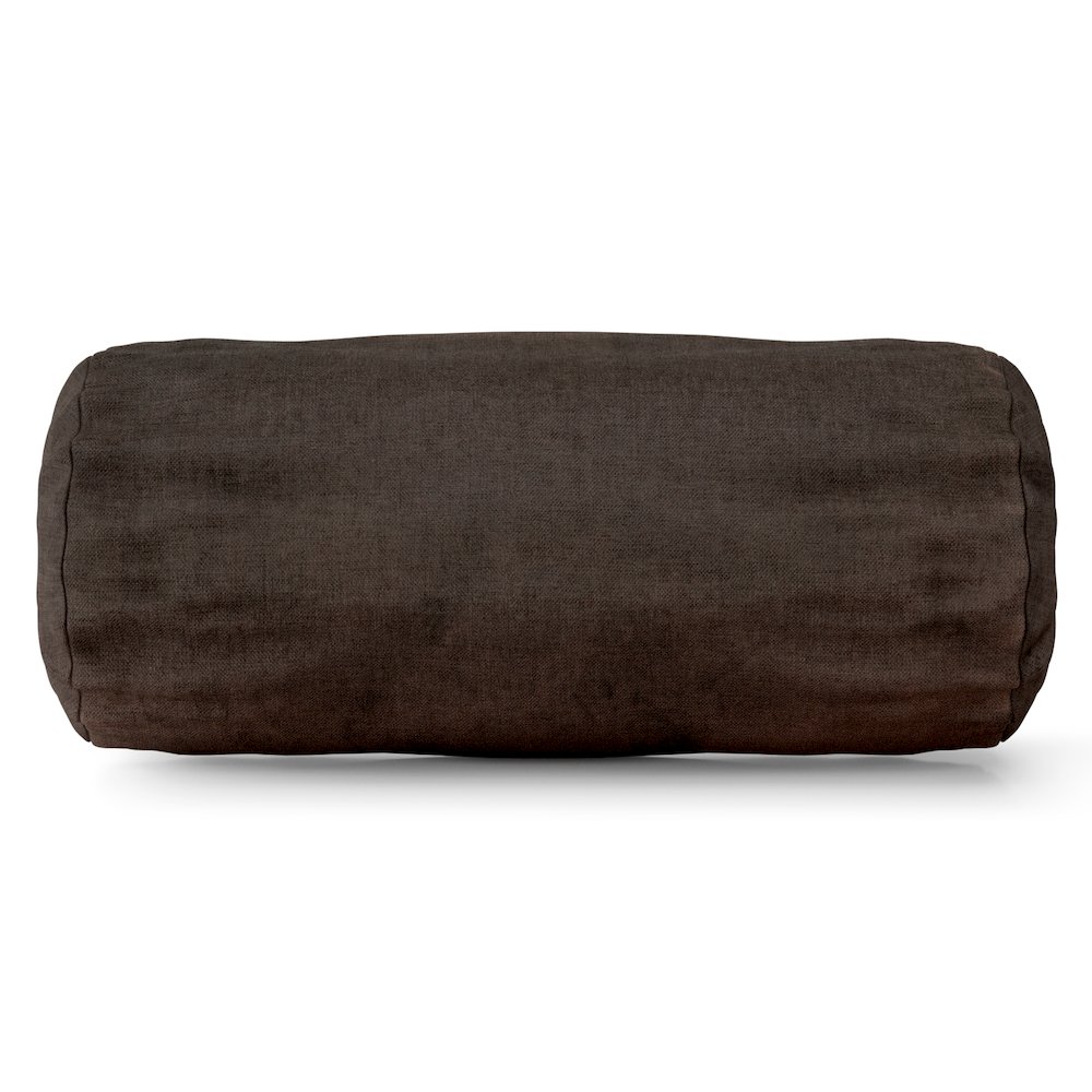 Majestic Home Goods Bolster Pillow Faux Suede Dark Brown. Picture 1