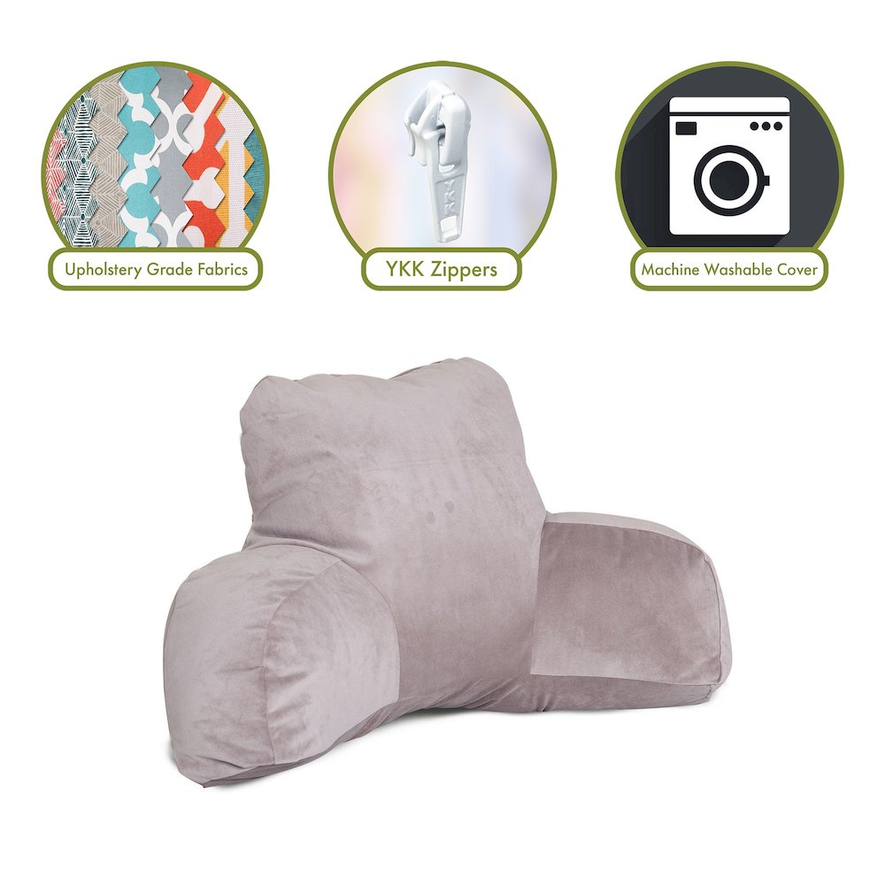 Majestic Home Goods Reading Pillow Faux Suede steel. Picture 2