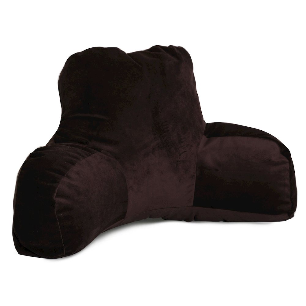 Majestic Home Goods Reading Pillow Faux Suede Dark Brown. Picture 1