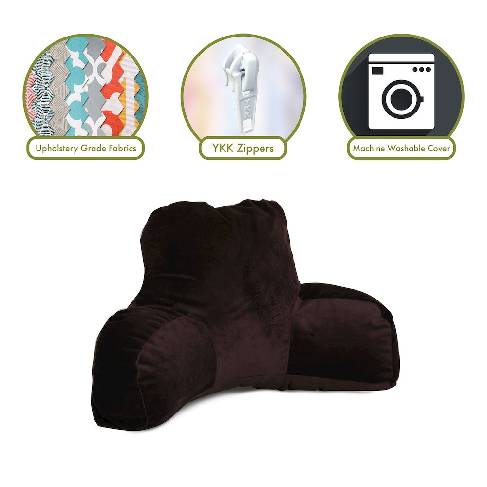 Majestic Home Goods Reading Pillow Faux Suede Dark Brown. Picture 2