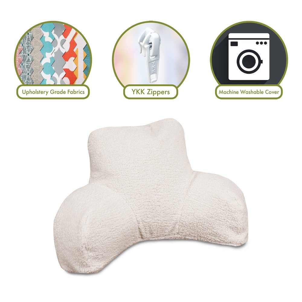 Majestic Home Goods Reading Pillow Sherpa Cream. Picture 2