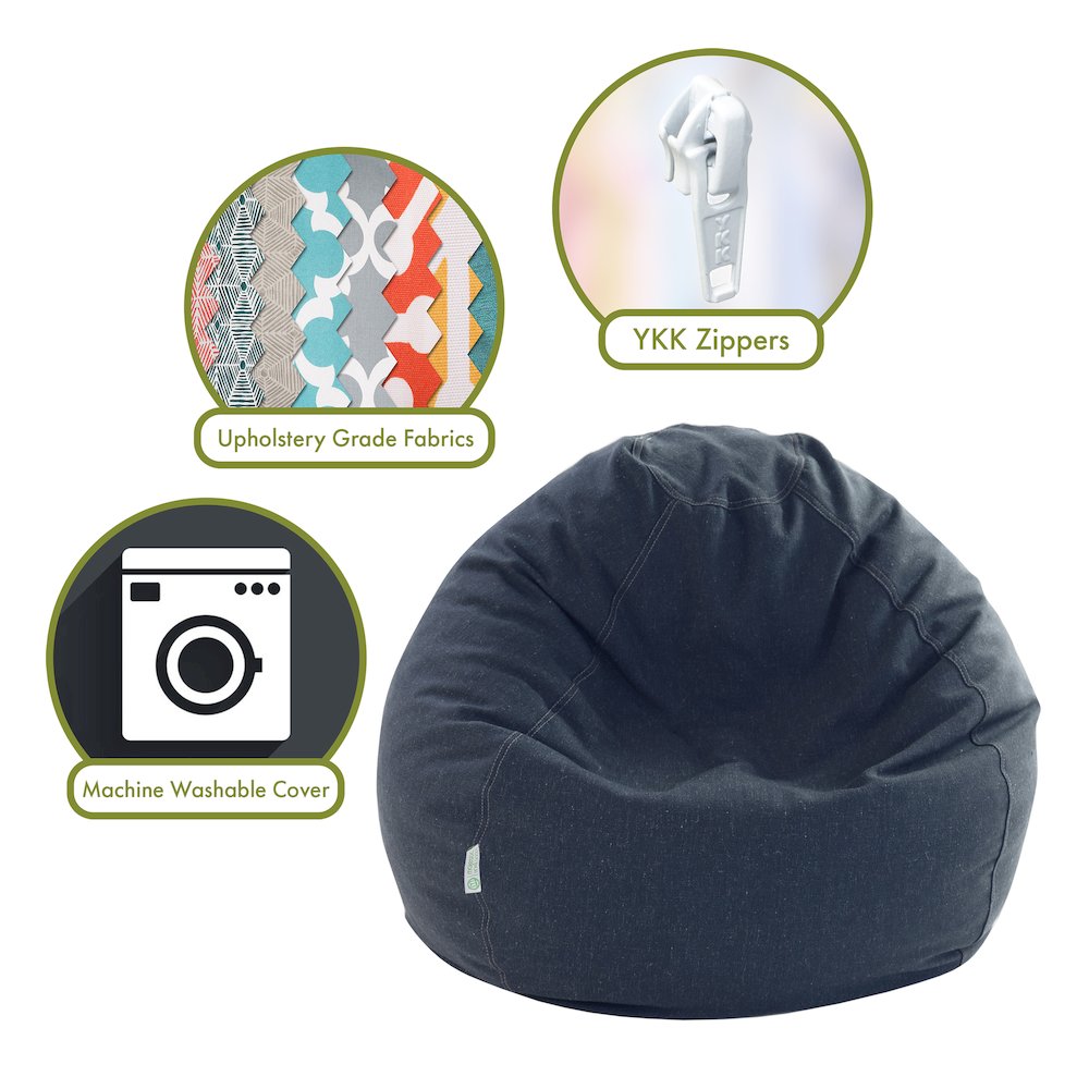 Majestic Home Goods Small Bean Bag Wales Navy. Picture 2