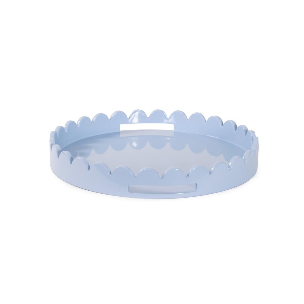 Round Scalloped Riviera Tray - Baby Blue. Picture 1