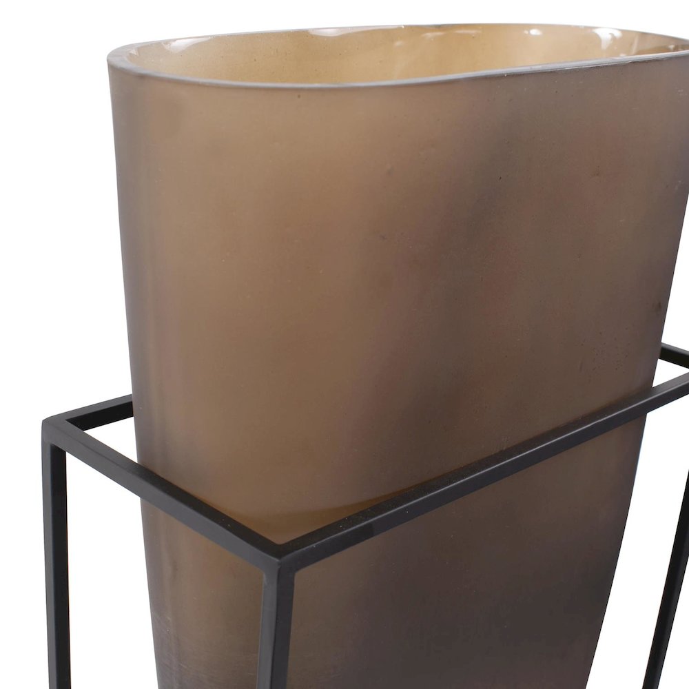 Bronze Euler Vase with Black Iron Stand- Tall. Picture 5