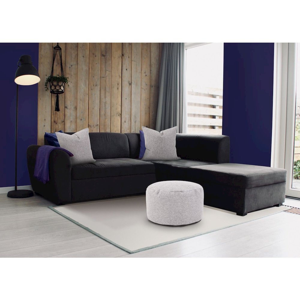 Round Foot Pouf Panama Stone. Picture 4