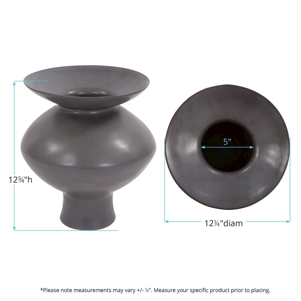 Graphite Ceramic Flared Vase- Medium. Picture 4