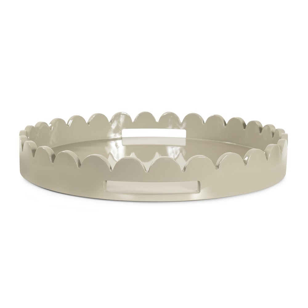 Round Scalloped Riviera Tray - Taupe. Picture 4
