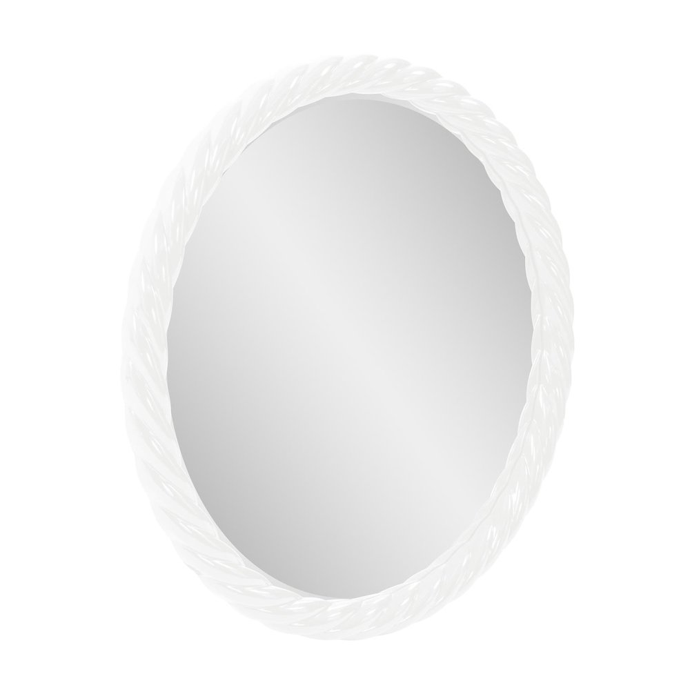 Gita Braided Round Mirror in Glossy White. Picture 2