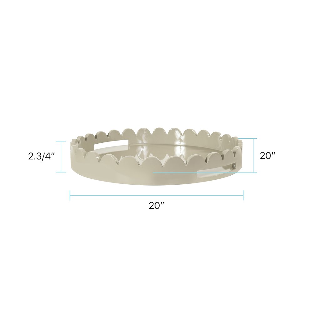 Round Scalloped Riviera Tray - Taupe. Picture 8