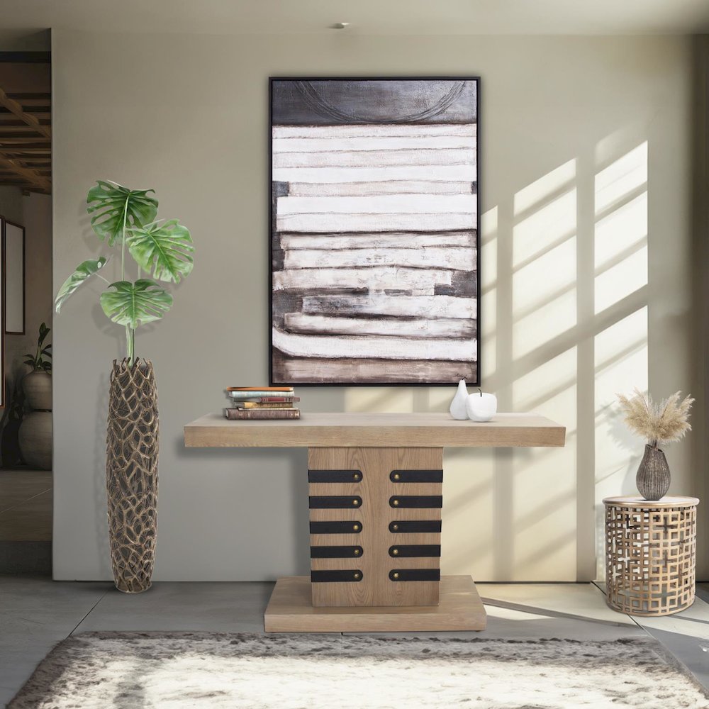 Robin Baron Leather Wrapped Console Table. Picture 9