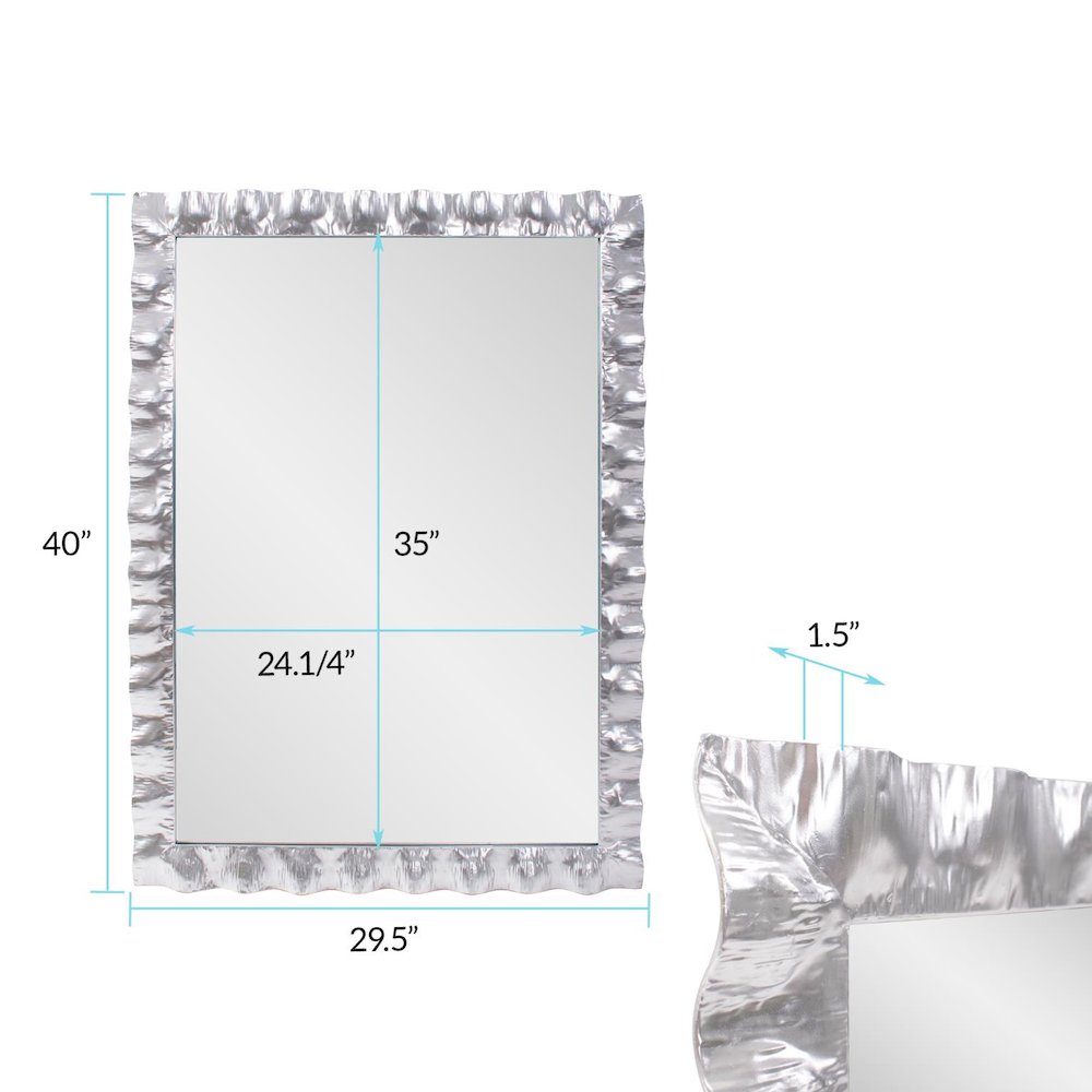 La Bailadora Bright Silver Ruffled Metal Vanity Mirror. Picture 8