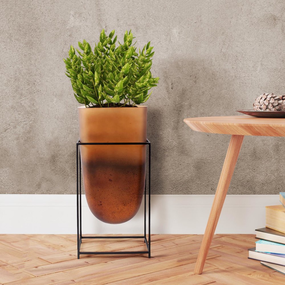 Bronze Euler Vase with Black Iron Stand- Tall. Picture 9