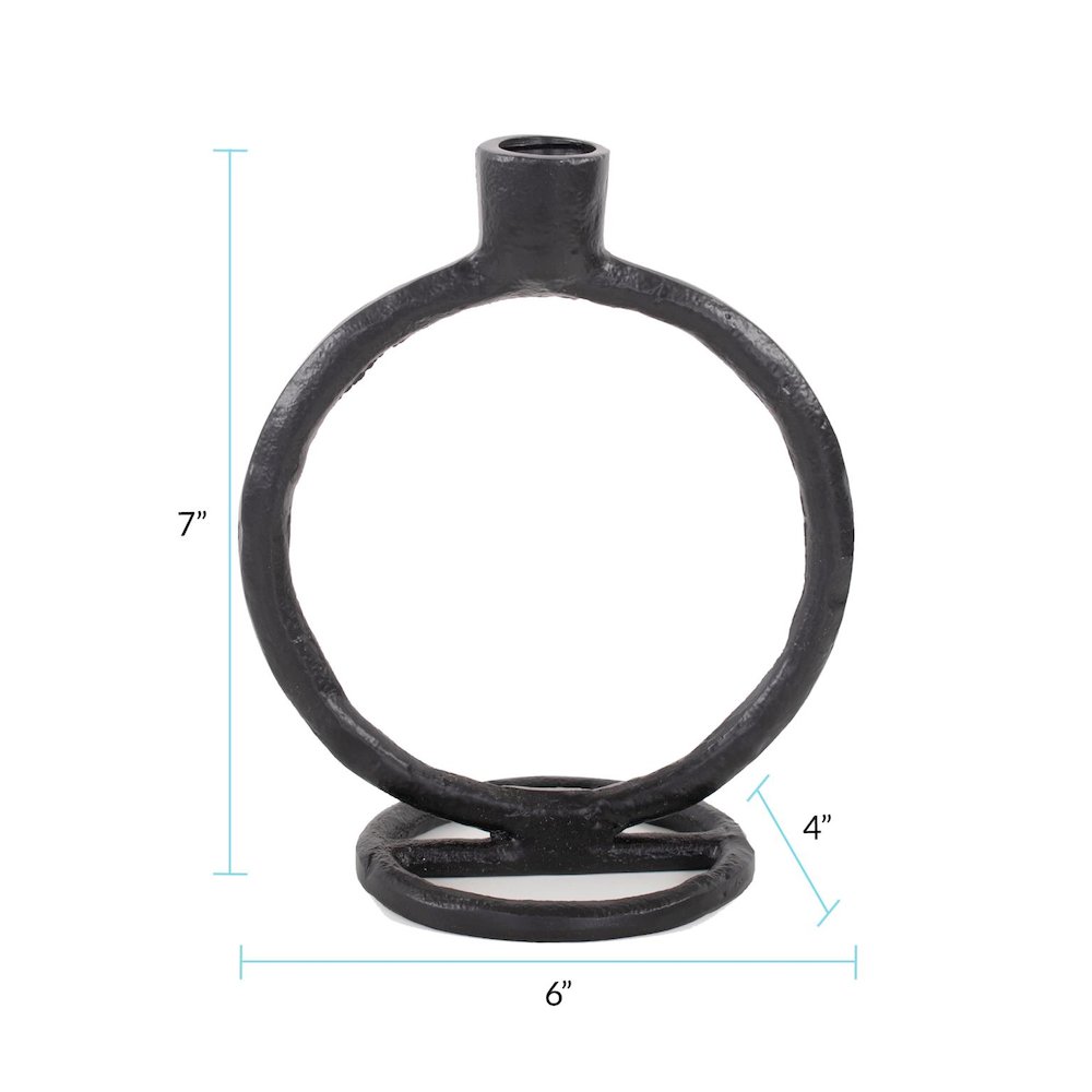 Single Circle Arman Aluminum Candlestick in Black. Picture 8
