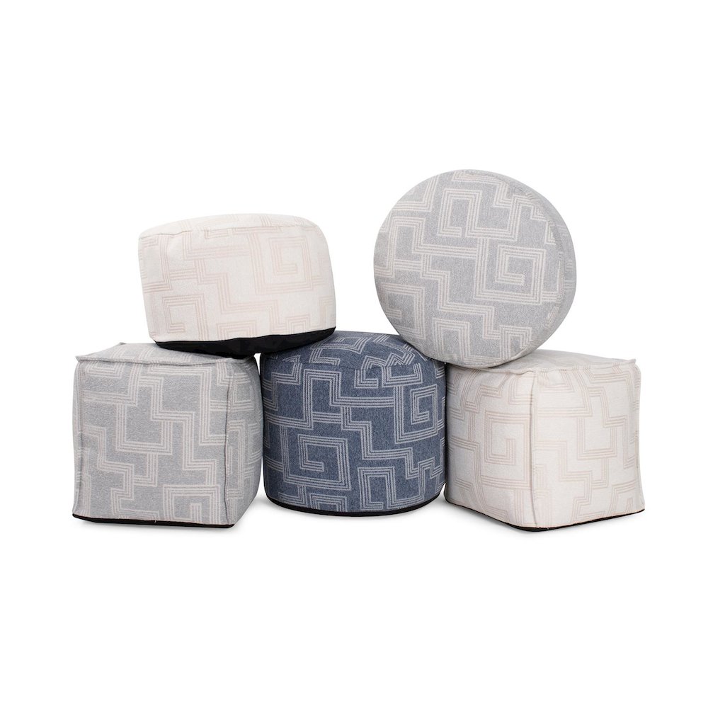 Short Indoor/Outdoor Pouf Syros Denim. Picture 6