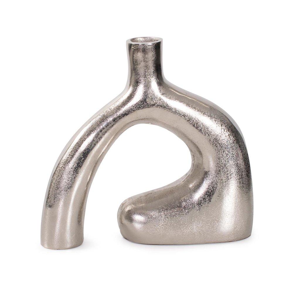 Shirin- Polished Silver Reverse Vase in Cast Aluminum- Short. Picture 4