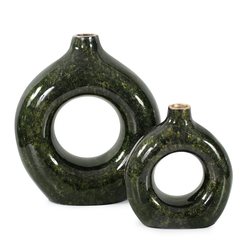 Renaldi Emerald Gold Round Vase- Medium. Picture 8