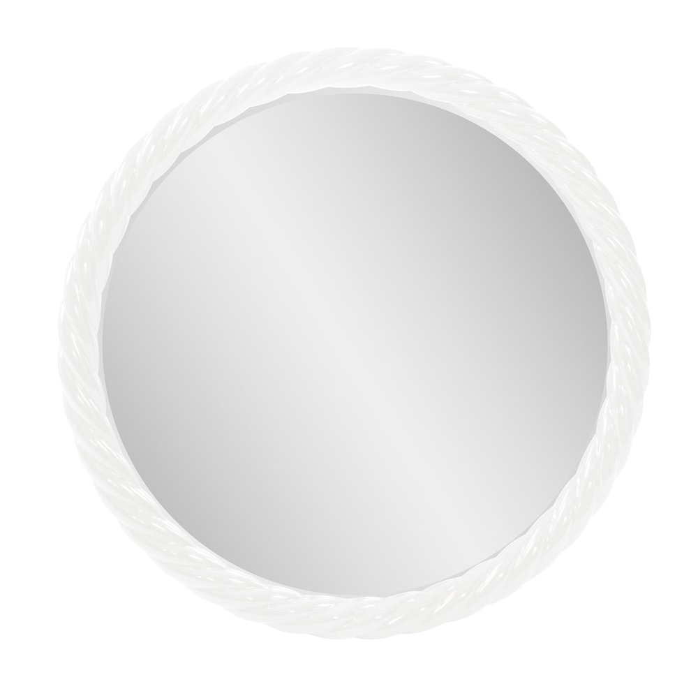 Gita Braided Round Mirror in Glossy White. Picture 1