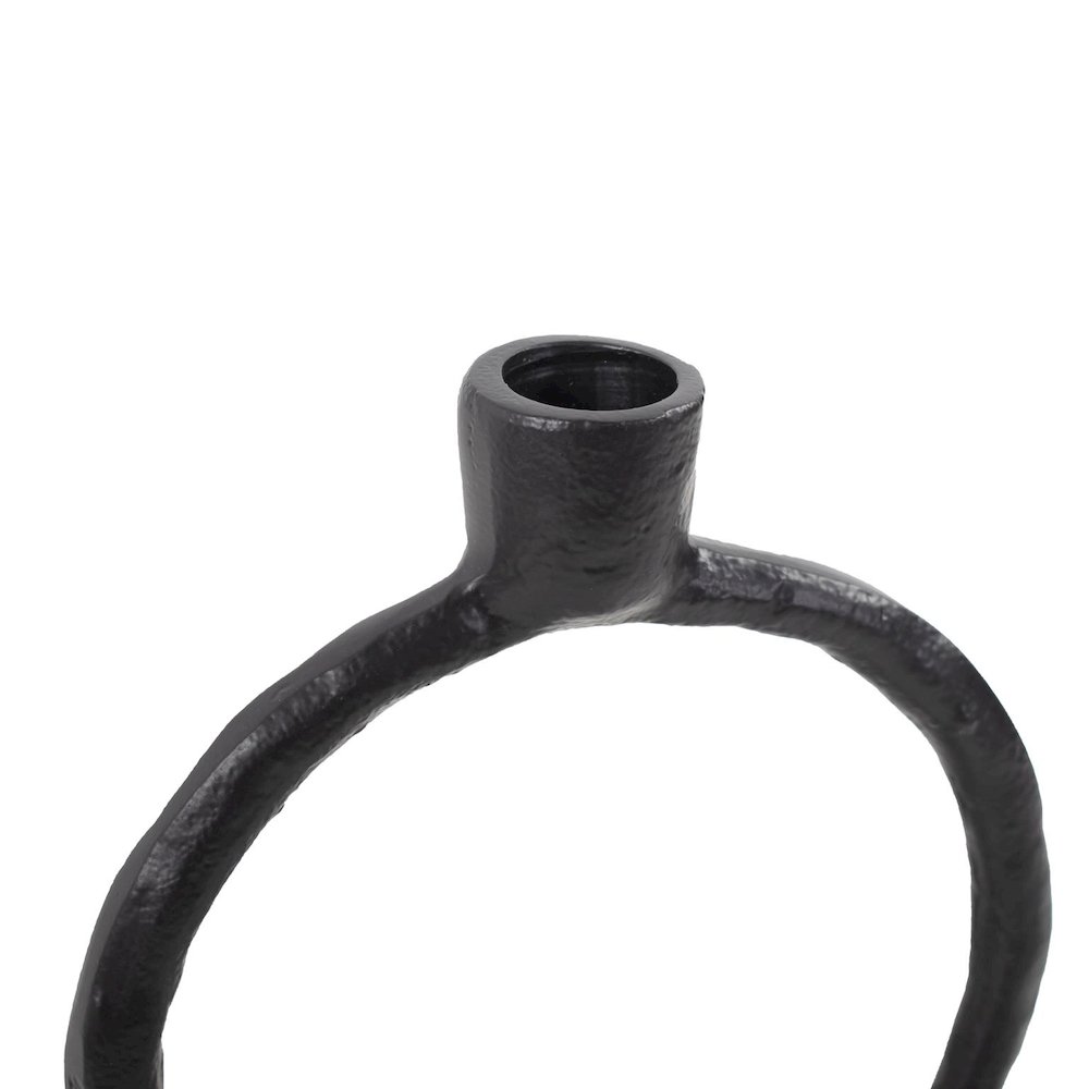 Single Circle Arman Aluminum Candlestick in Black. Picture 5