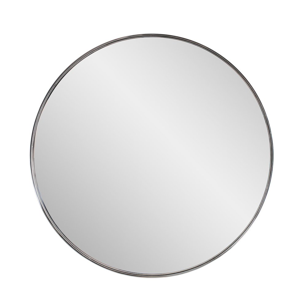 Steele Polished Silver Round Mirror. Picture 1