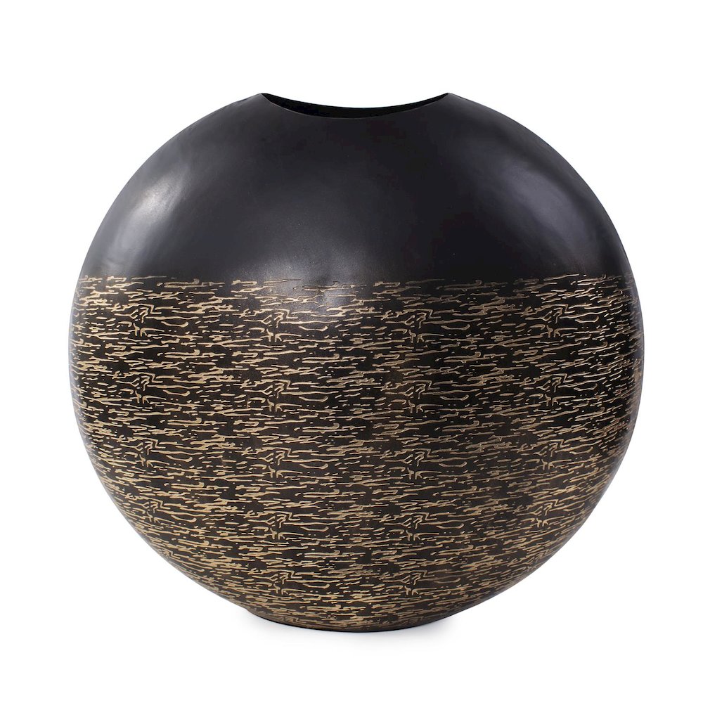 Golden Thread Medium Disc Vase. Picture 1