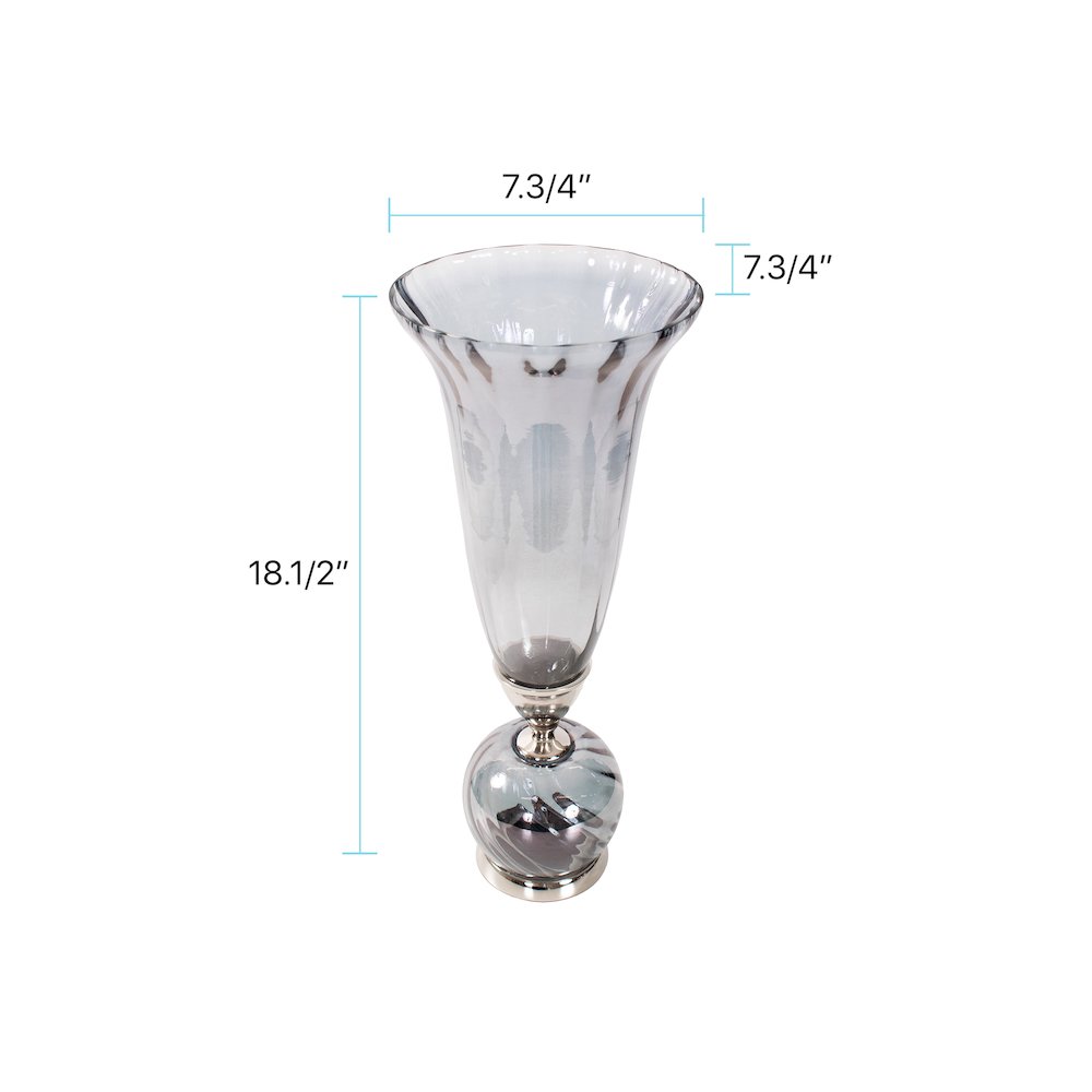 Ayers Smoked Glass Trumpet Vase Short. Picture 8