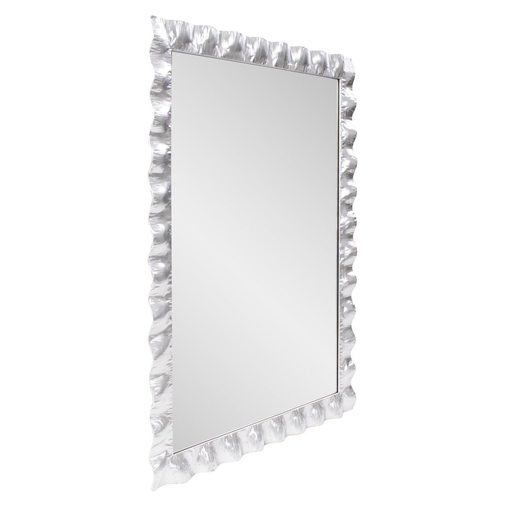 La Bailadora Bright Silver Ruffled Metal Vanity Mirror. Picture 2