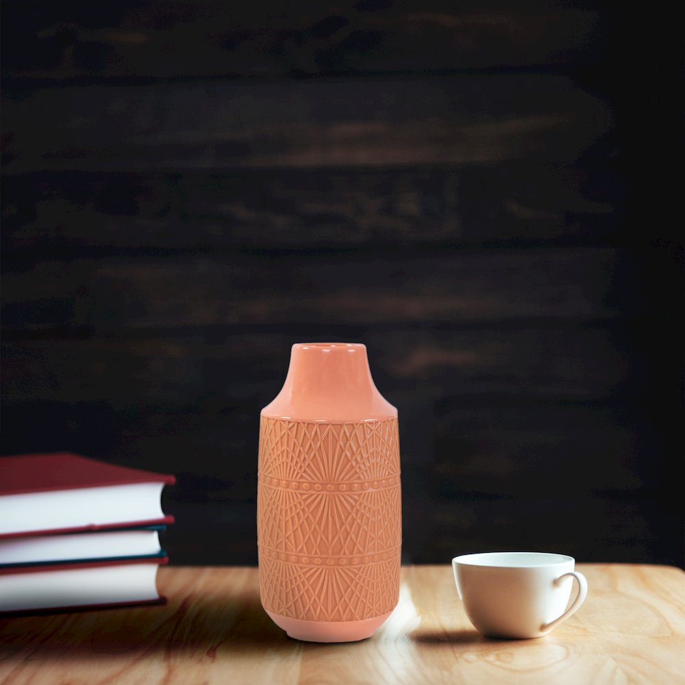 Richland Embossed Peach Vase- Medium. Picture 7
