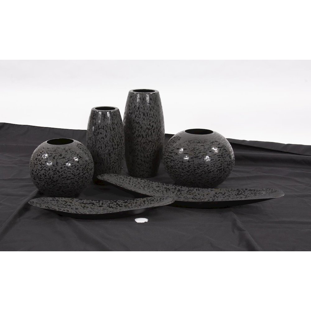 Chiseled Texture Black Iron Globe Vase- Small. Picture 5
