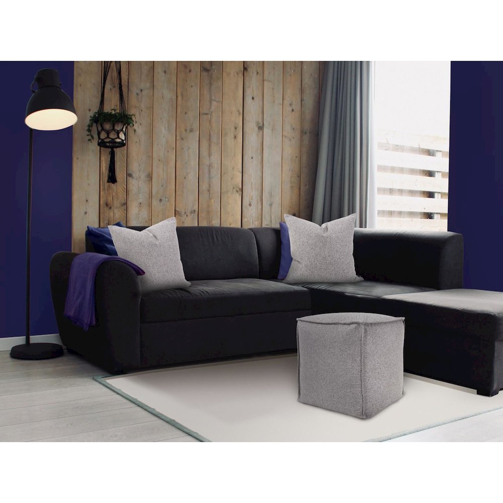 Square Pouf Panama Stone. Picture 3