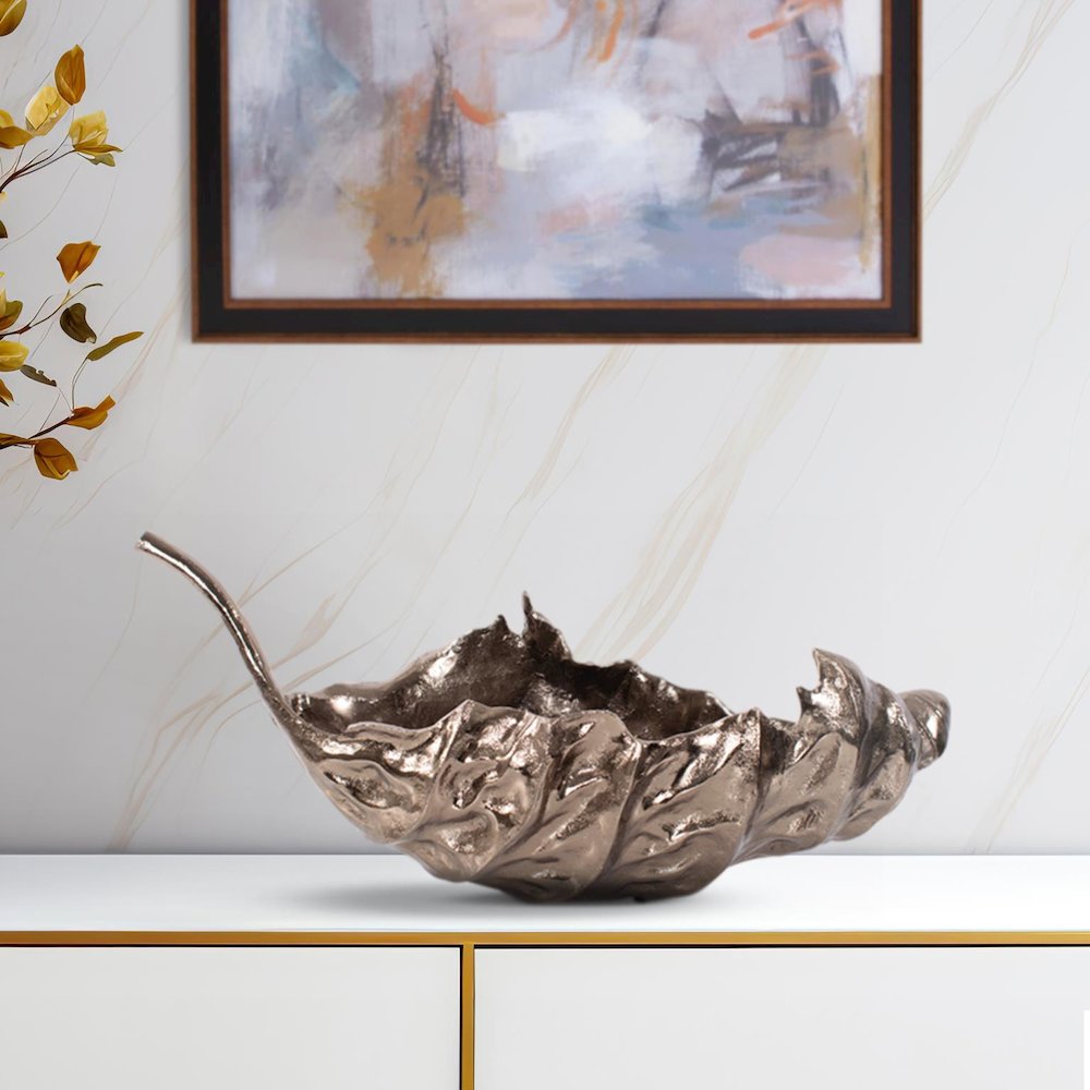 Aspen Leaf Cast Aluminum Bowl. Picture 9