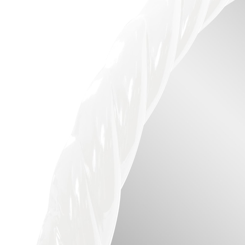 Gita Braided Round Mirror in Glossy White. Picture 3