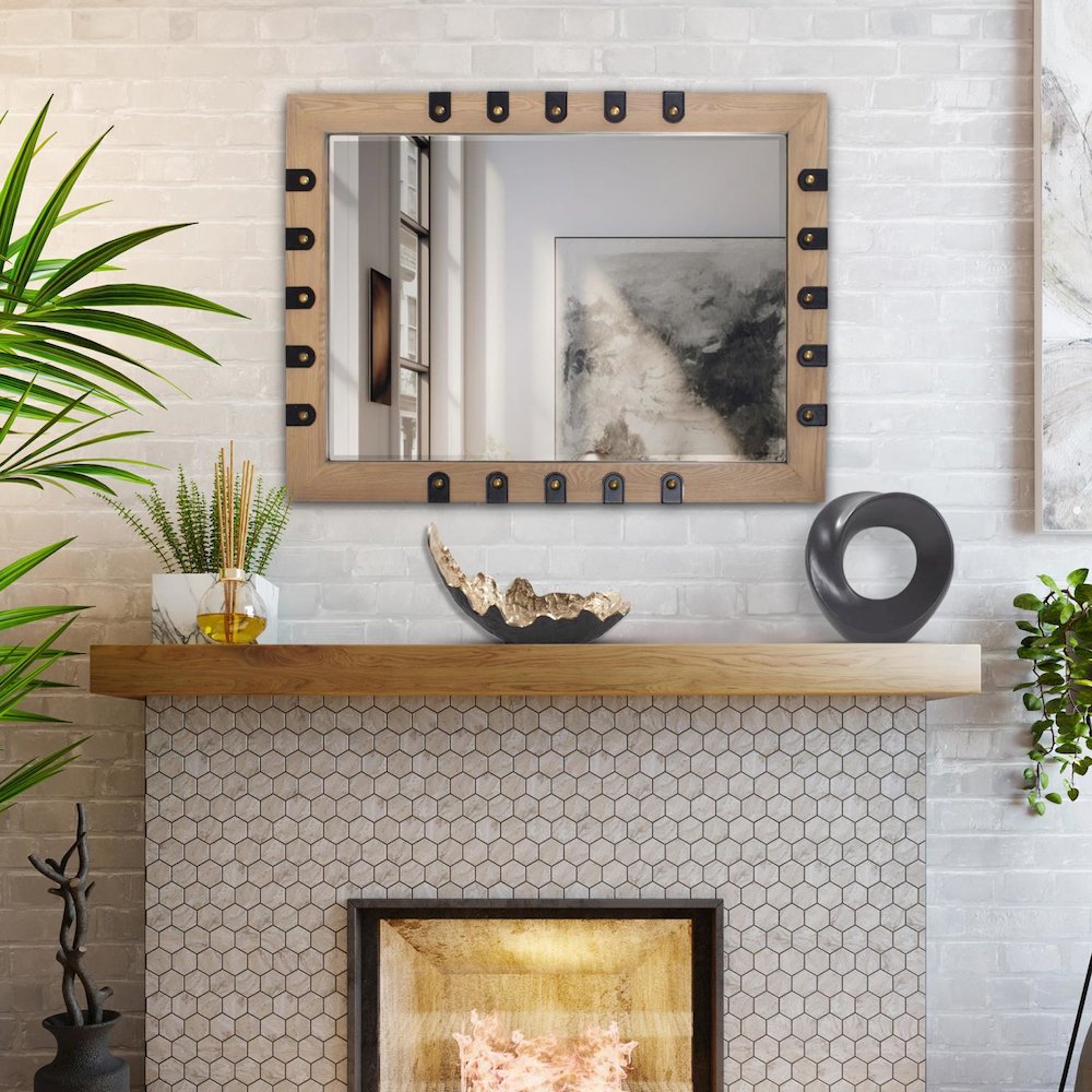 Robin Baron Leather Wrapped Mirror. Picture 9