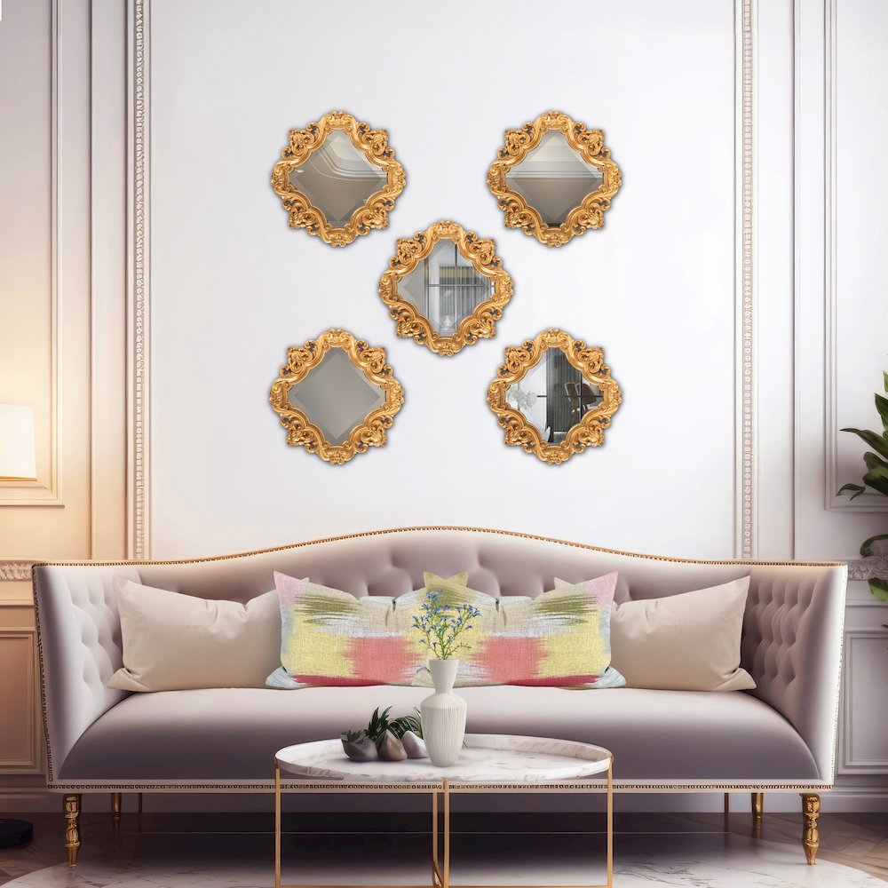 French D' Amboise Collection of Gold Petite Mirrors- Square. Picture 7