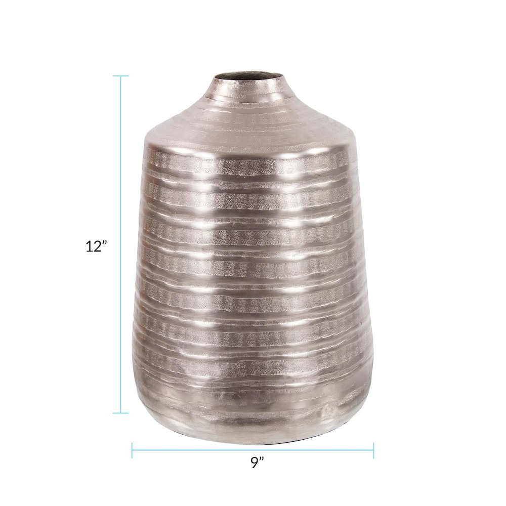 Chiseled Silver Cylinder Vase- Large. Picture 5