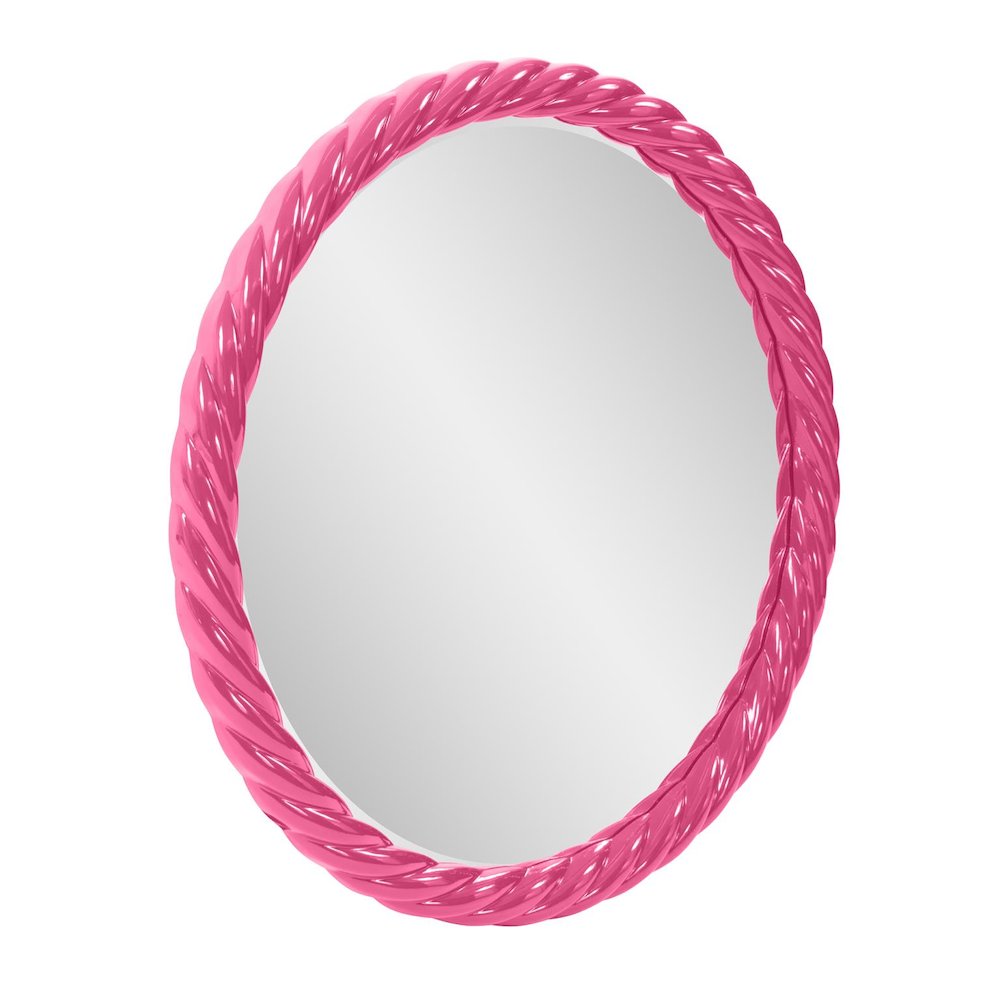 Gita Braided Round Mirror in Glossy Hot Pink. Picture 2