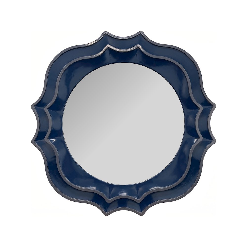 Ethan Round Scalloped Mirror Navy. Picture 2