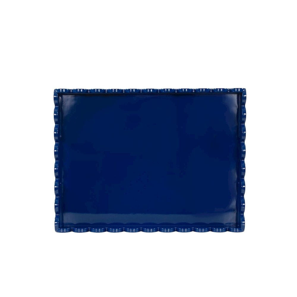 Rectangular Scalloped Riviera Tray - Blue. Picture 4
