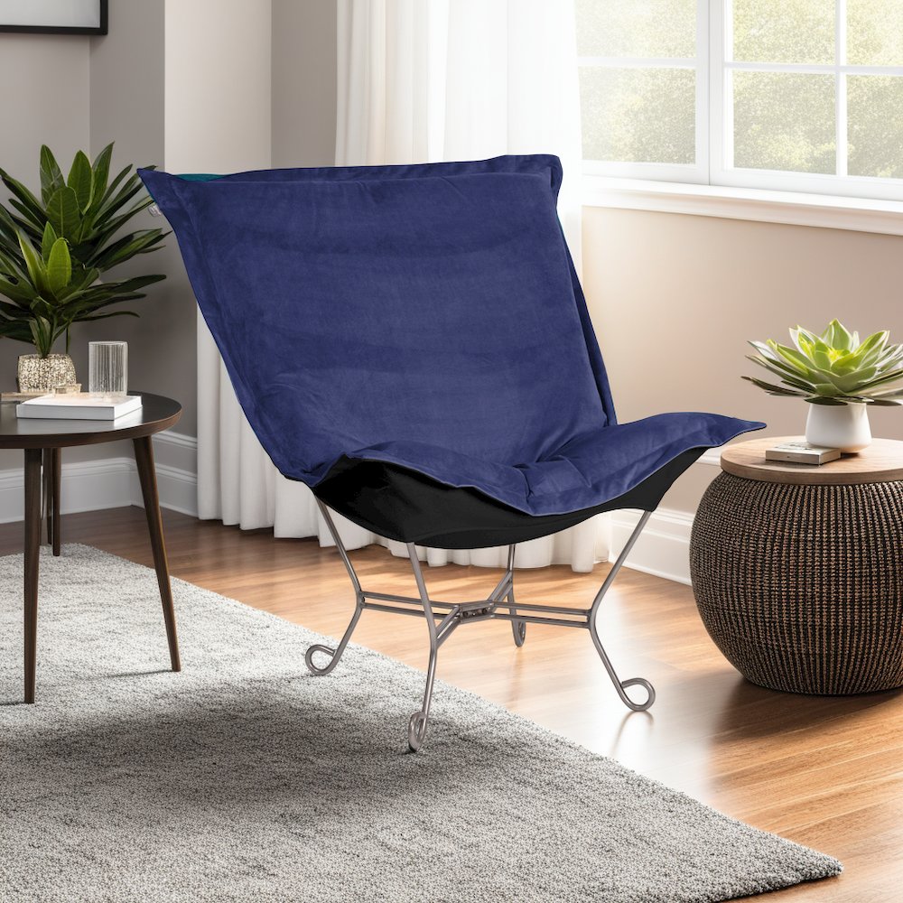 Scroll Puff Chair Bella Royal Titanium Frame. Picture 3