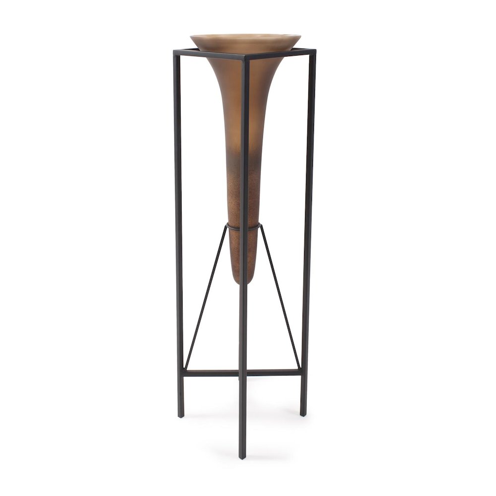 Bronze Euler Drop Vase with Black Iron Stand- Extra Large. Picture 3