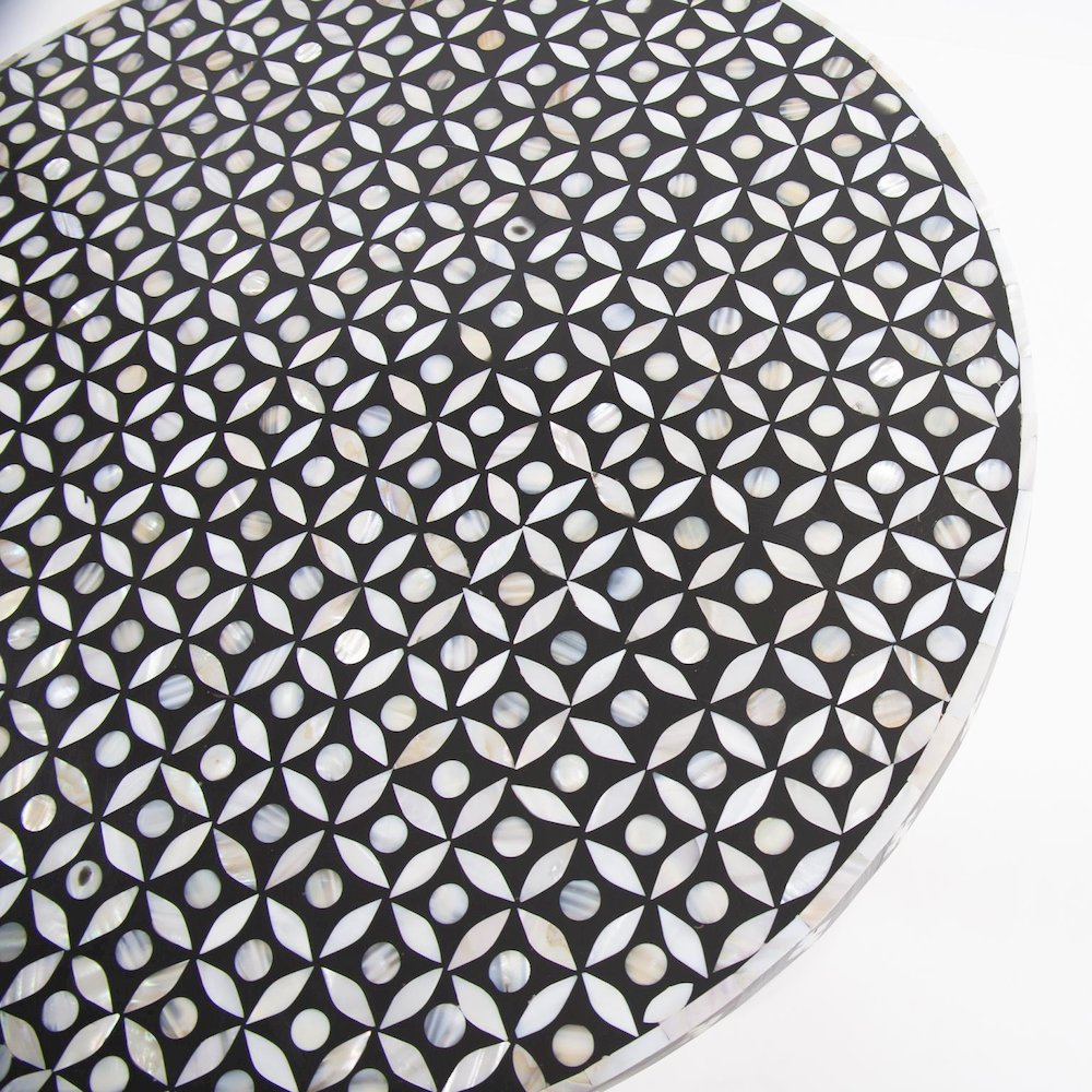 Nickel Metal with Bone Top Martini Table. Picture 4
