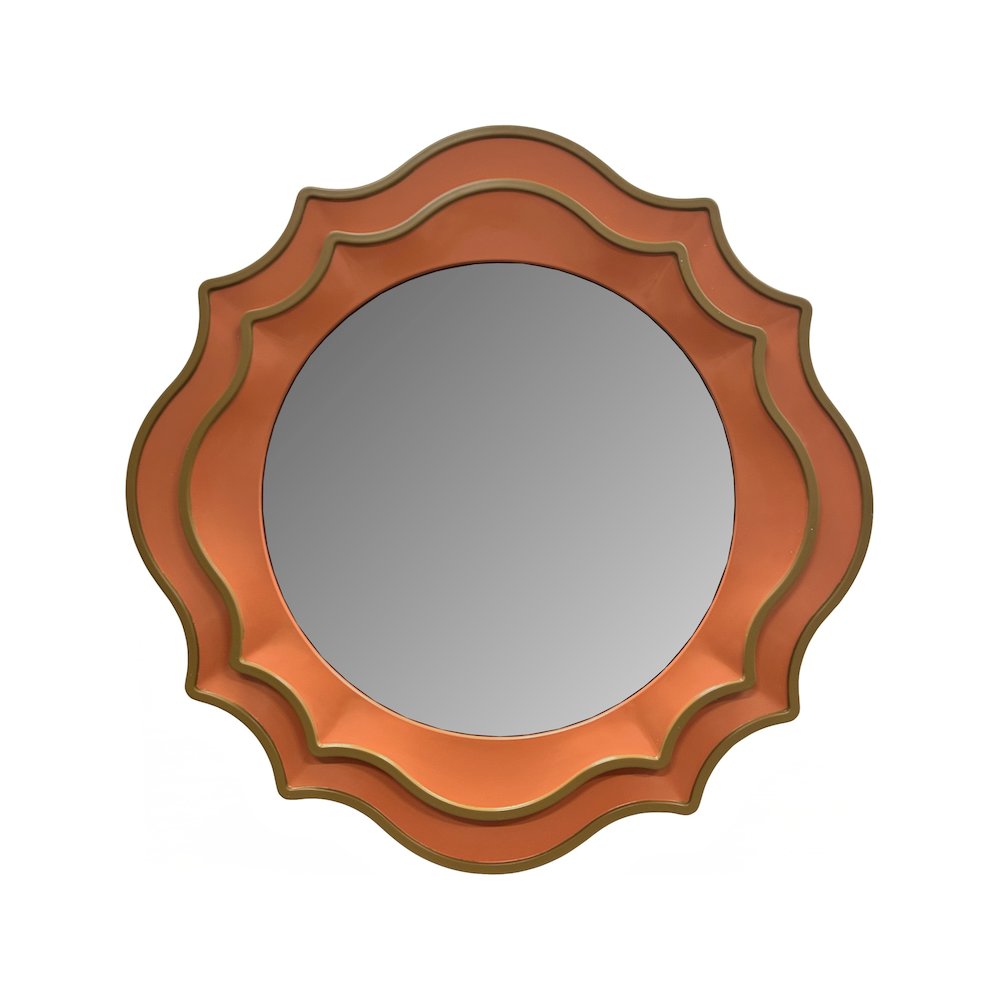 Ethan Round Scalloped Mirror Orange. Picture 1