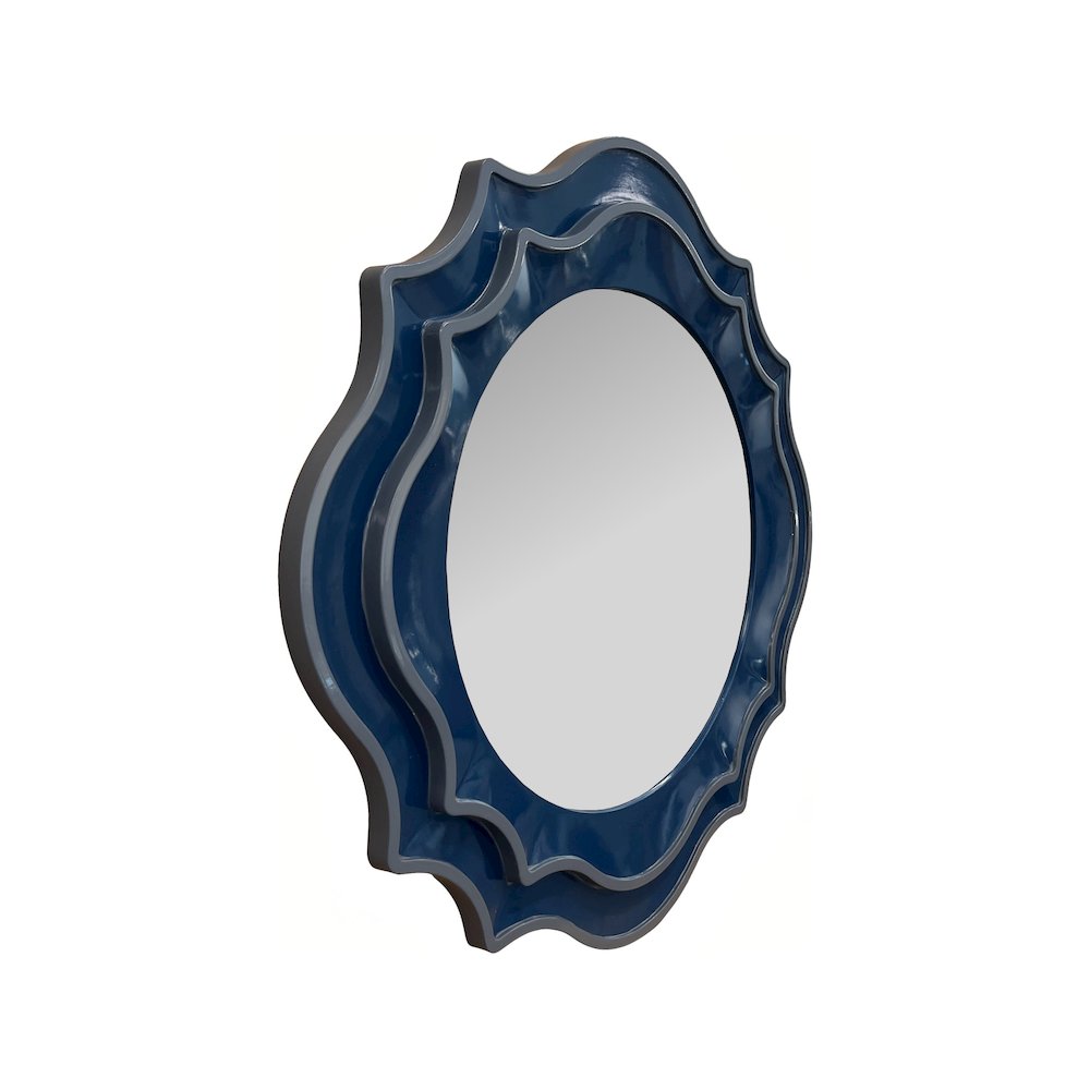 Ethan Round Scalloped Mirror Navy. Picture 3