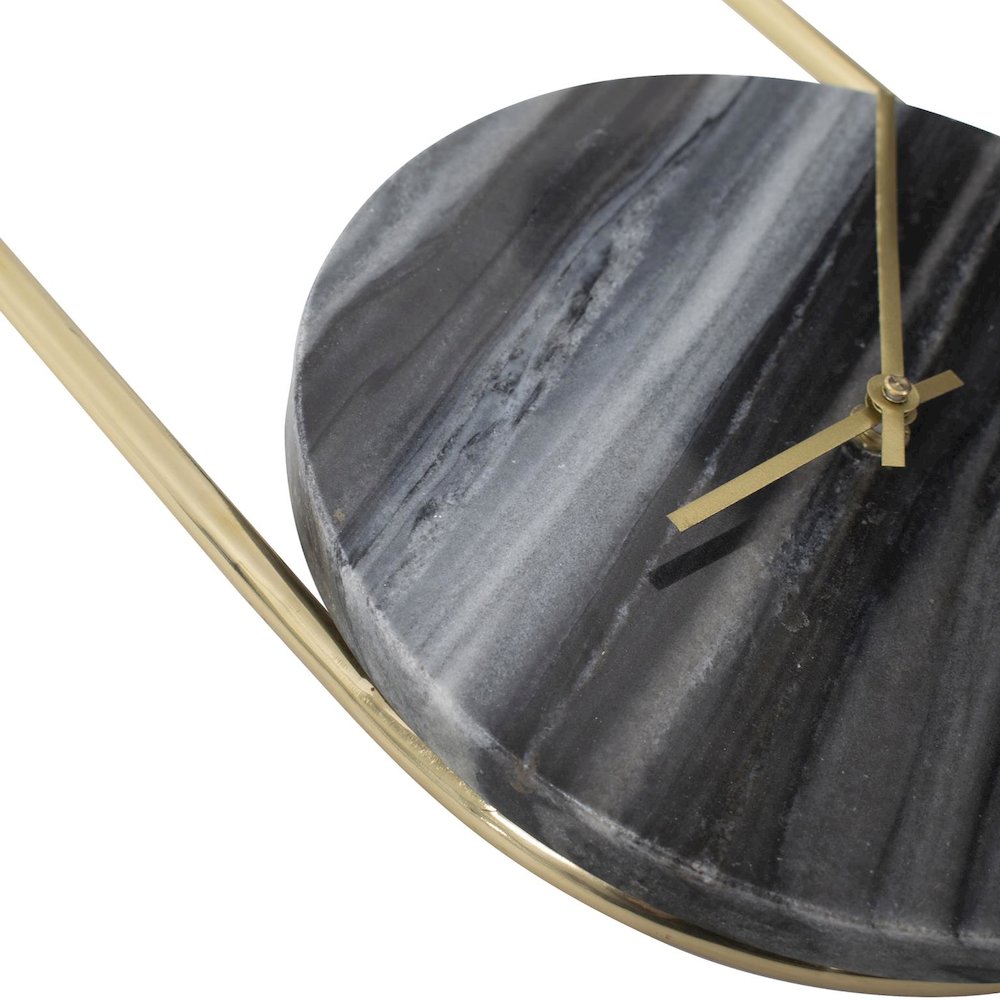 Balance of Mies Black Marble and Stainless Steel Clock. Picture 5