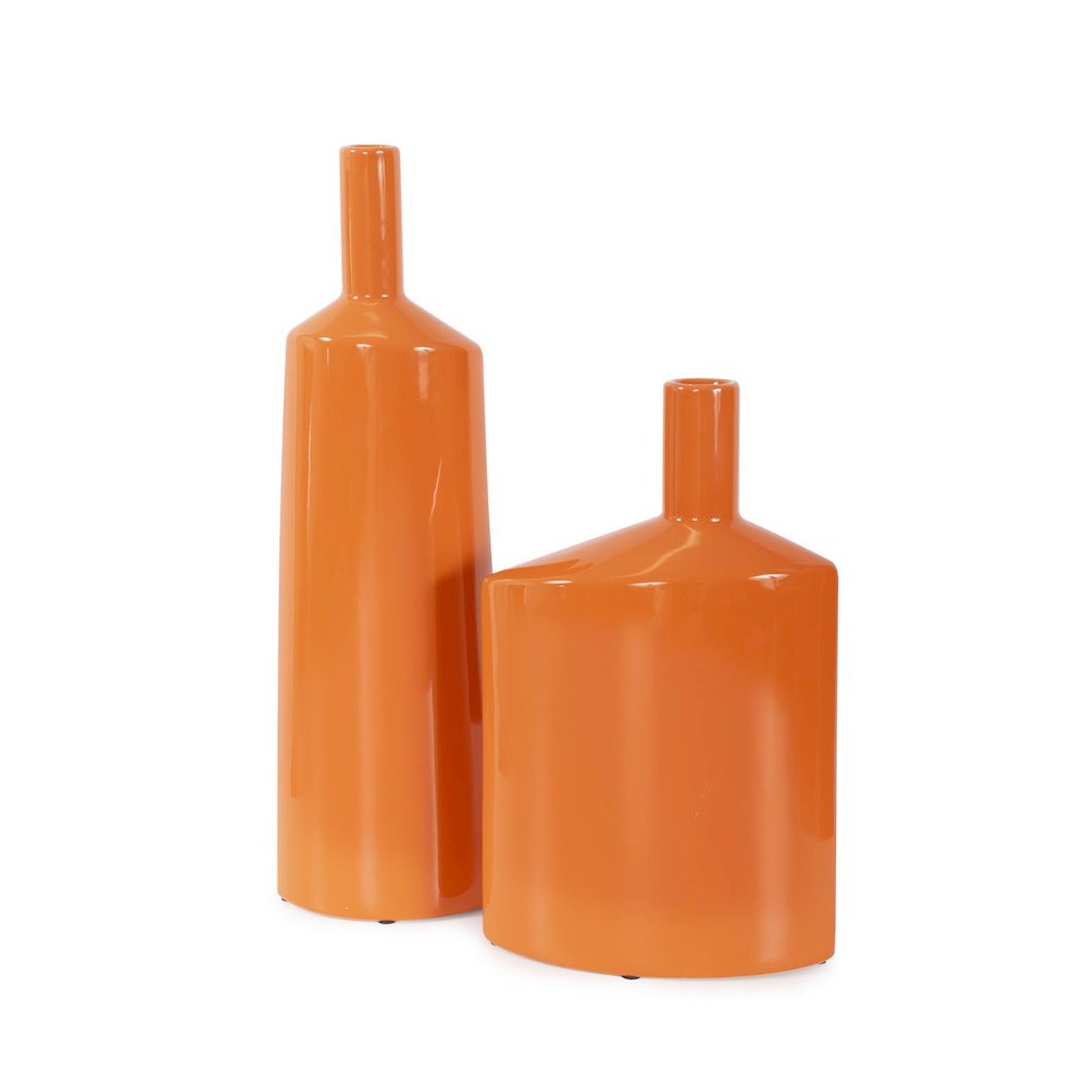 Orange Valencia Askewed Tall Bottle Vase. Picture 9