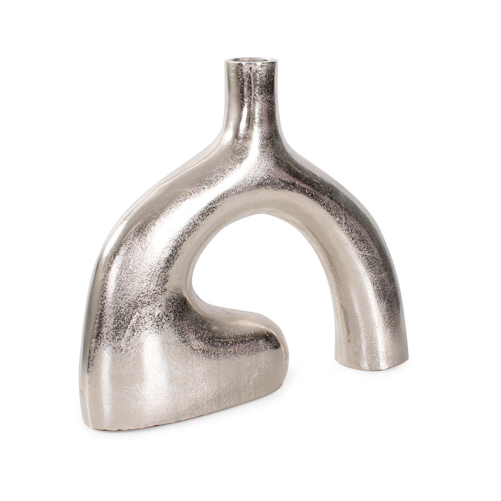 Shirin- Polished Silver Reverse Vase in Cast Aluminum- Tall. Picture 2