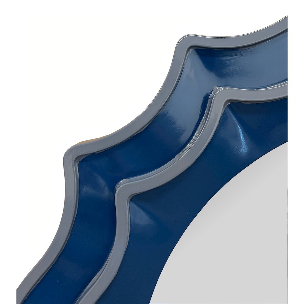 Ethan Round Scalloped Mirror Navy. Picture 6
