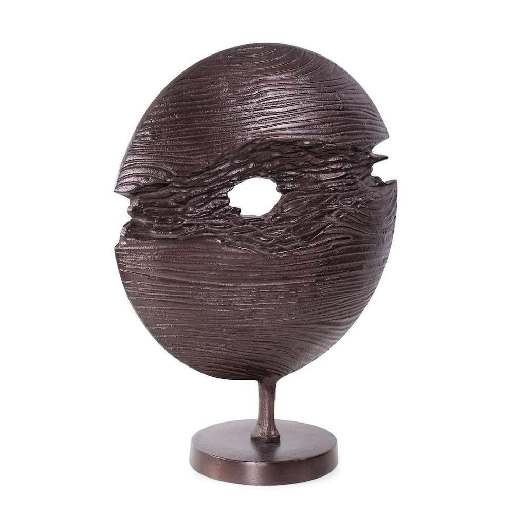 Berken Round Sculpture in a Bronze Finished Cast Aluminum. Picture 2