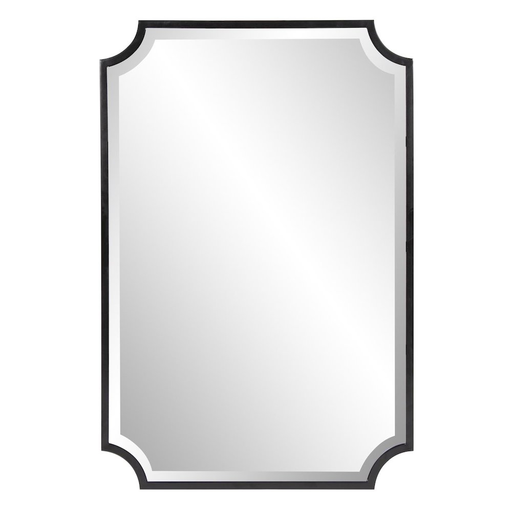 Hastings Brushed Black Shield Mirror. Picture 1
