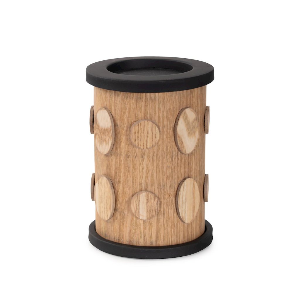 Robin Baron  Winfield Wooden Candle Holder- Medium. Picture 1