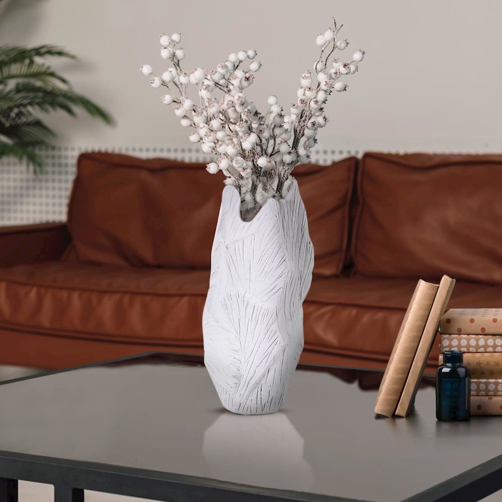 Abstract Elm Tall Vase in White. Picture 8